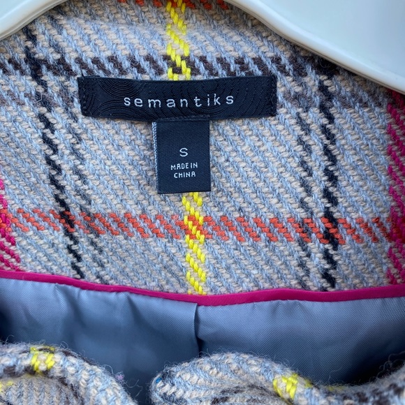 Multicolor Military Button Style Tweed Crop Blazer - Picture 3 of 8